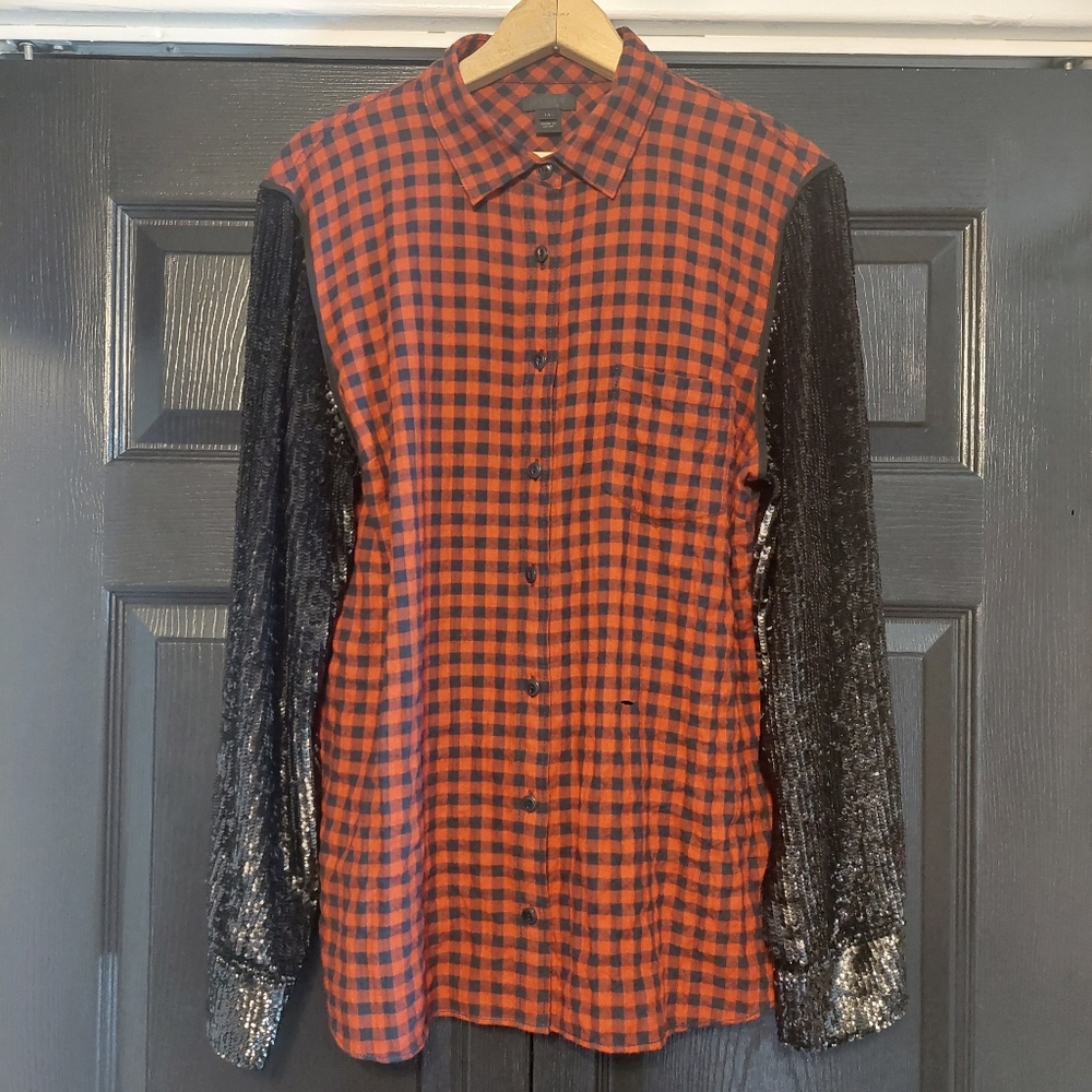 J.Crew Flannel Sequin Sleeves